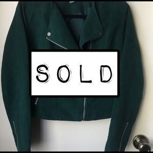 🛑SOLD🛑Beautiful Emerald Faux Suede Moto Jacket
